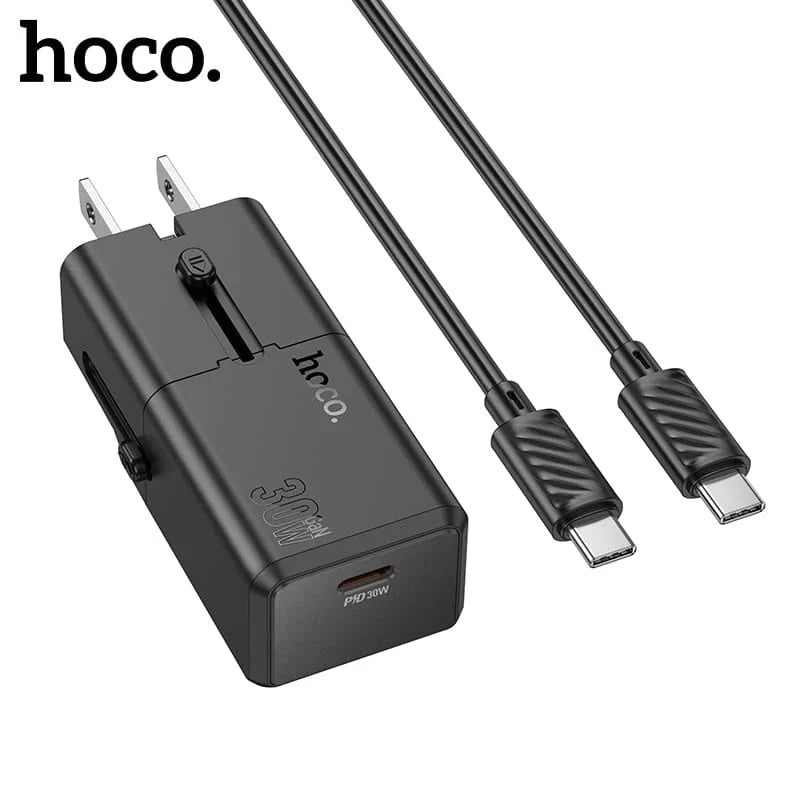 HOCO AC25 Universal Portable Travel Plug with USB C to C Cable