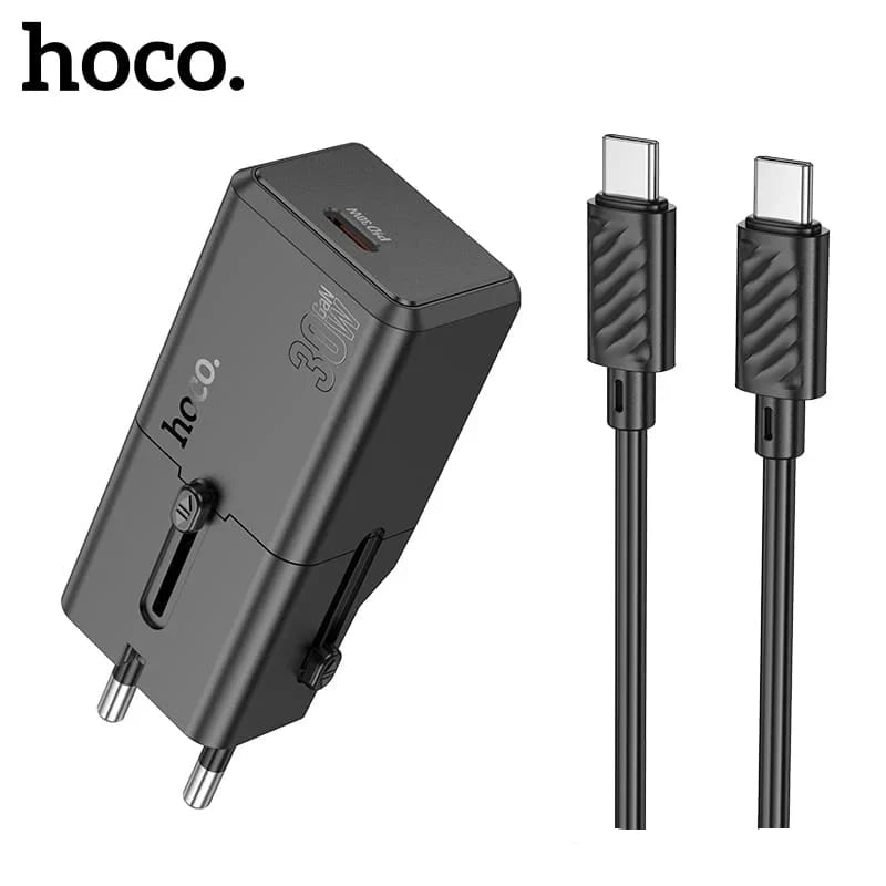 HOCO AC25 Universal Portable Travel Plug with USB C to C Cable