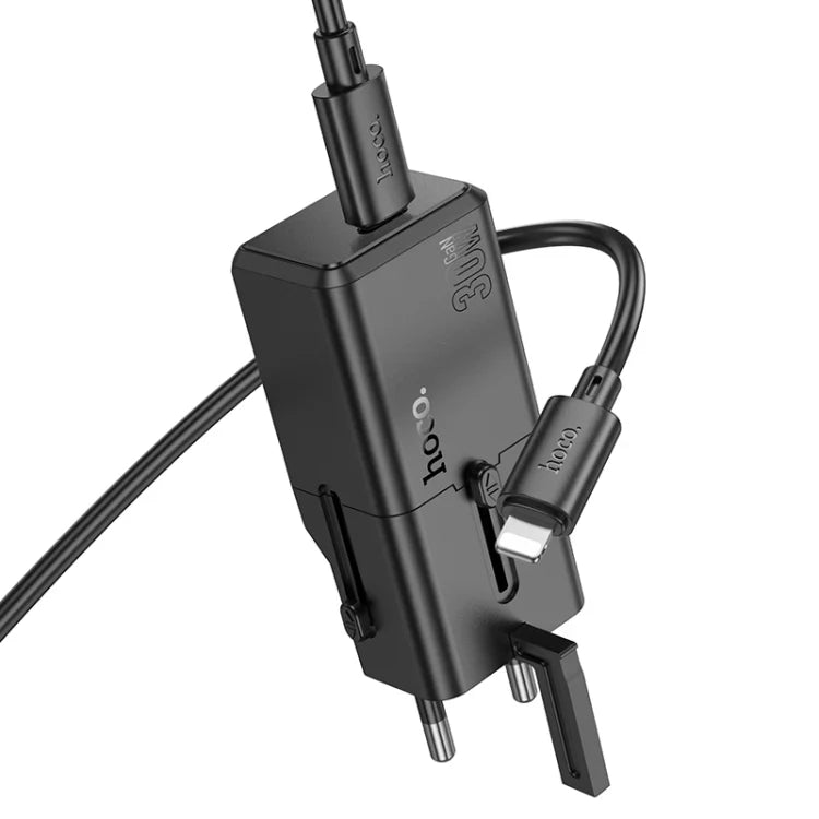 HOCO AC25 Universal Portable Travel Plug with USB C to Iphone Cable
