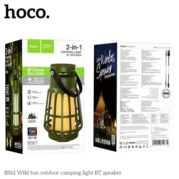 HOCO BS61 Camping Lights Bluetooth Speaker – Olive Green