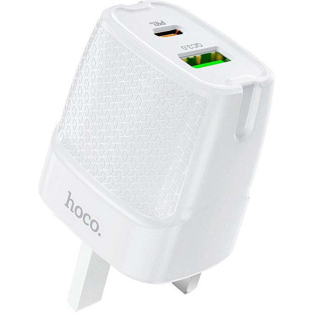 HOCO C85B Bright dual port PD20W+QC3.0 charger(UK) - White