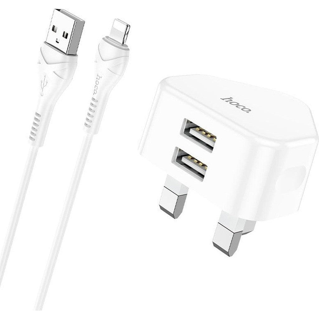 HOCO C90B Grandiose dual port charger set(iP) (UK) - White