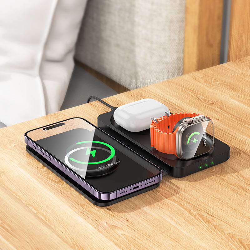 HOCO CQ13 Triumph 3-in-1 travel folding wireless fast charger