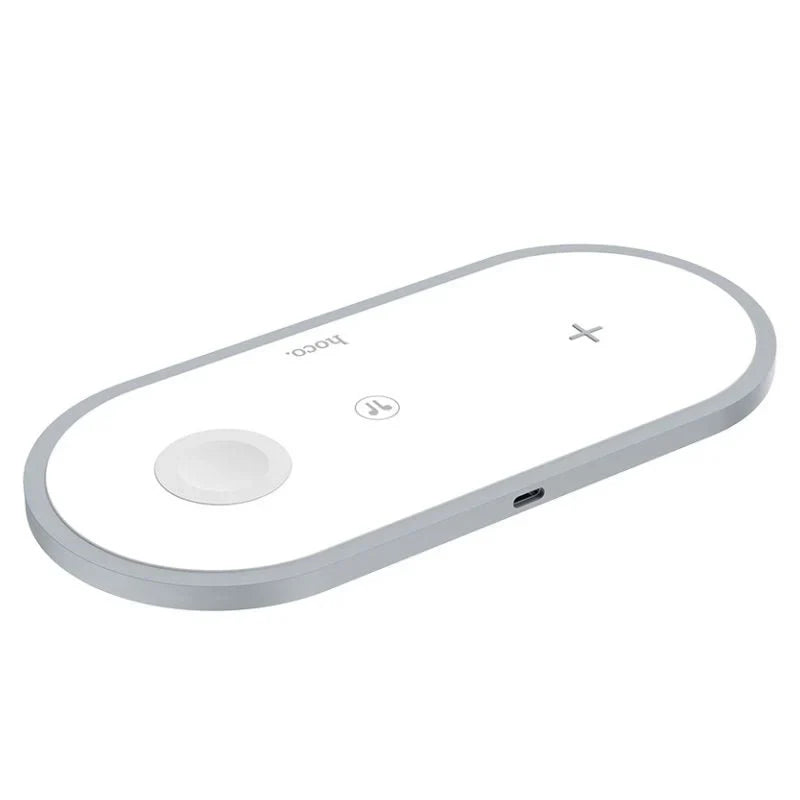 HOCO CW24 Handsome 3-in-1 TableTop Wireless Charger - QI / White