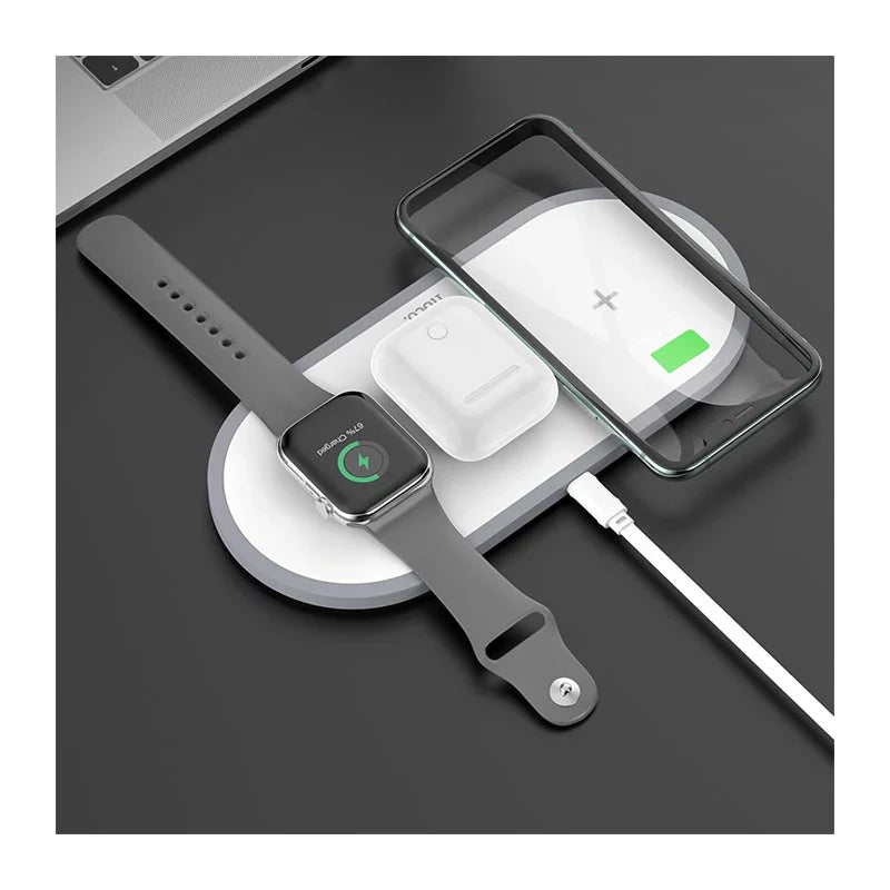 HOCO CW24 Handsome 3-in-1 TableTop Wireless Charger - QI / White