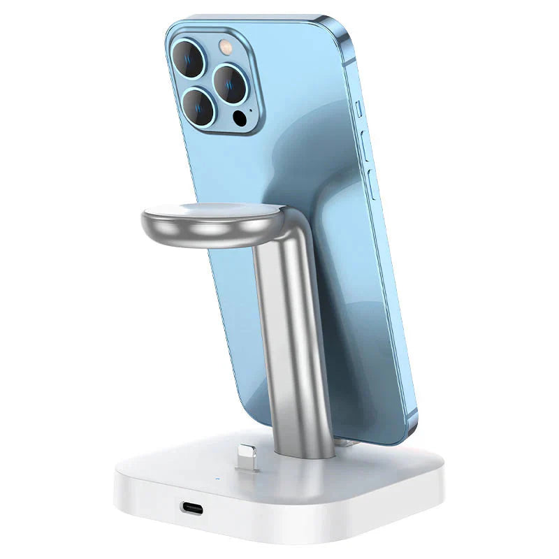 HOCO CW43 3-in -1 Desktop Dock Station 5V 2.1A Charger For iPhone 14 13 Pro Max Wireless Charger Stand For iWatch 8 7 SE 2 Ultra