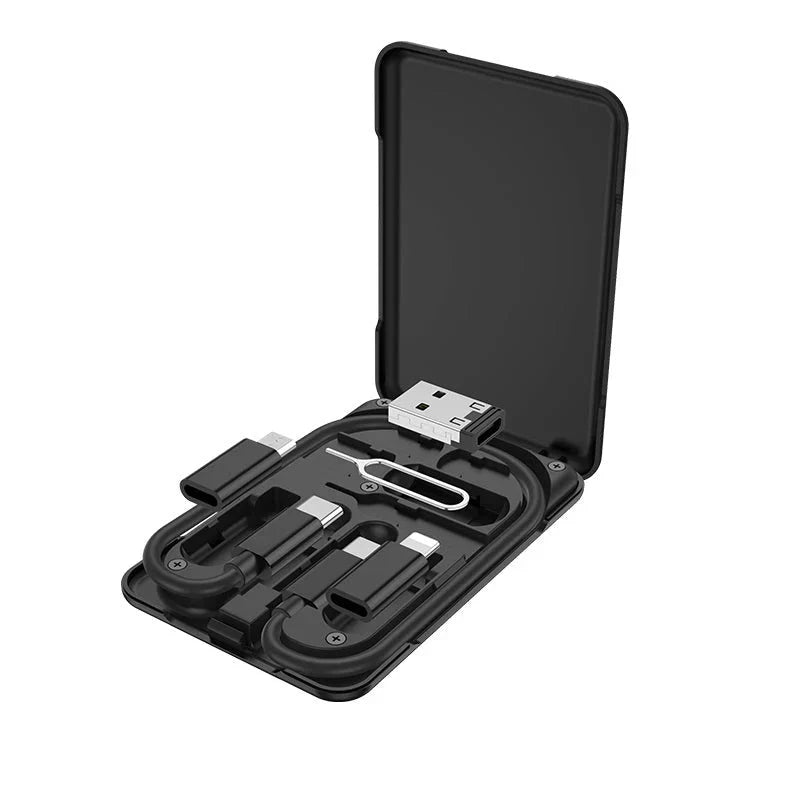 HOCO Cable 6-in-1 “U86 Treasure” charging data sync with storage case - Black
