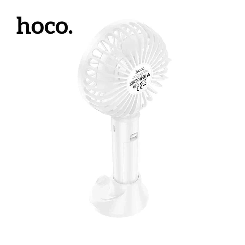 HOCO DF07 Mini Handheld Fan 1200 mAh Battery with Phone Holder - White