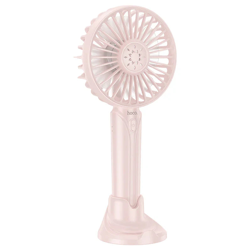 HOCO DF07 Mini Handheld Fan 1200 mAh Battery with Phone Holder - Pink