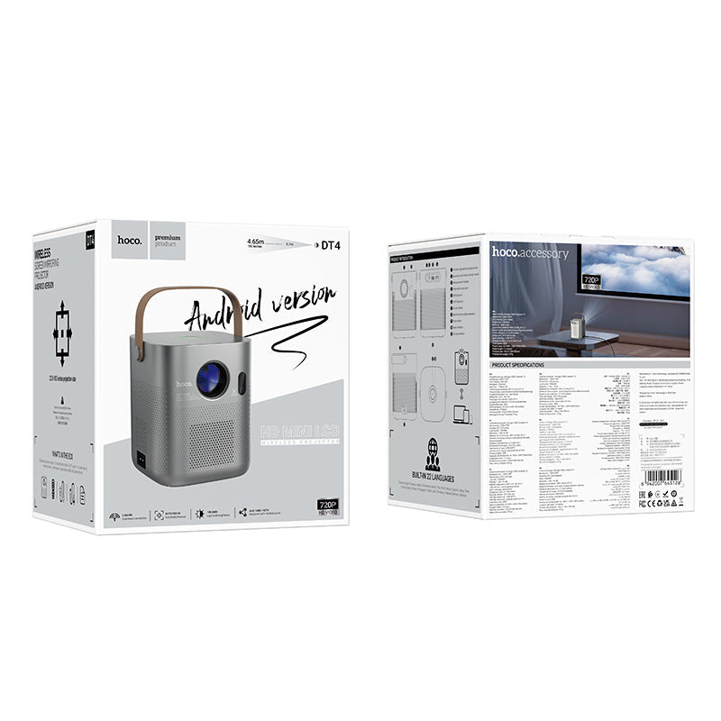 HOCO DT4 Smart Autofocus Projector Android version - 2.69-inch / Metal Grey
