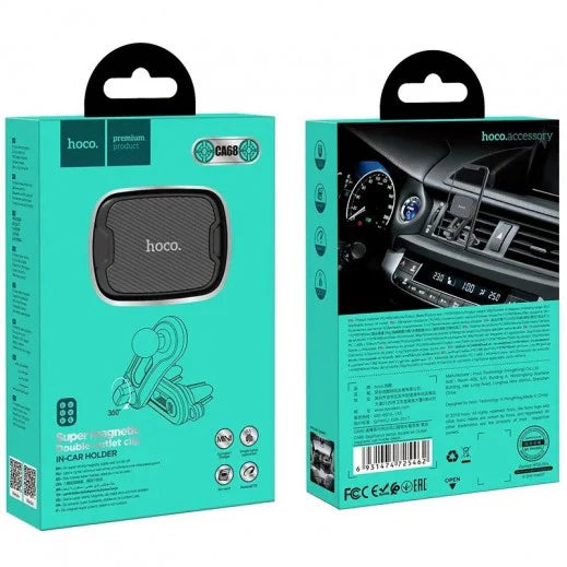 HOCO Double Air Outlet Magnetic Car Holder – Dual Vent Phone Mount