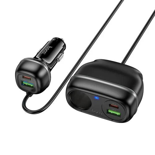 HOCO Dual PD30W + Dual QC3.0 Car Charger – 4-Port Cigarette Lighter Power Adapter