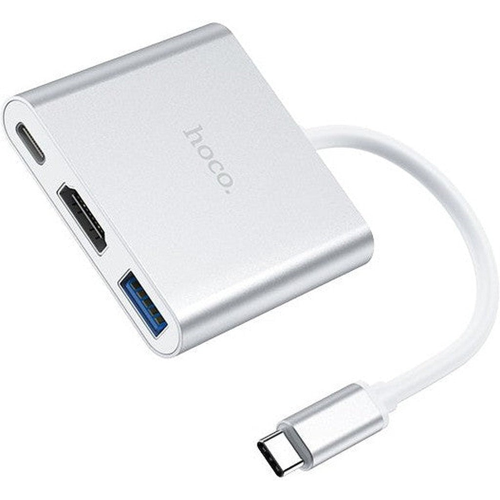 HOCO HB14 Easy use Type-C adapter(Type-C to USB3.0+HDMI+PD) - Silver