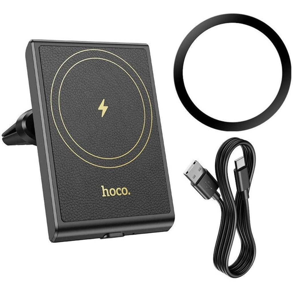 HOCO HW19 Precious magnetic wireless fast charging car holder(air outlet) - Black