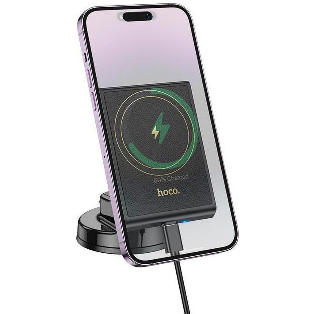 HOCO HW20 Precious magnetic wireless fast charging car holder (center console) - Black