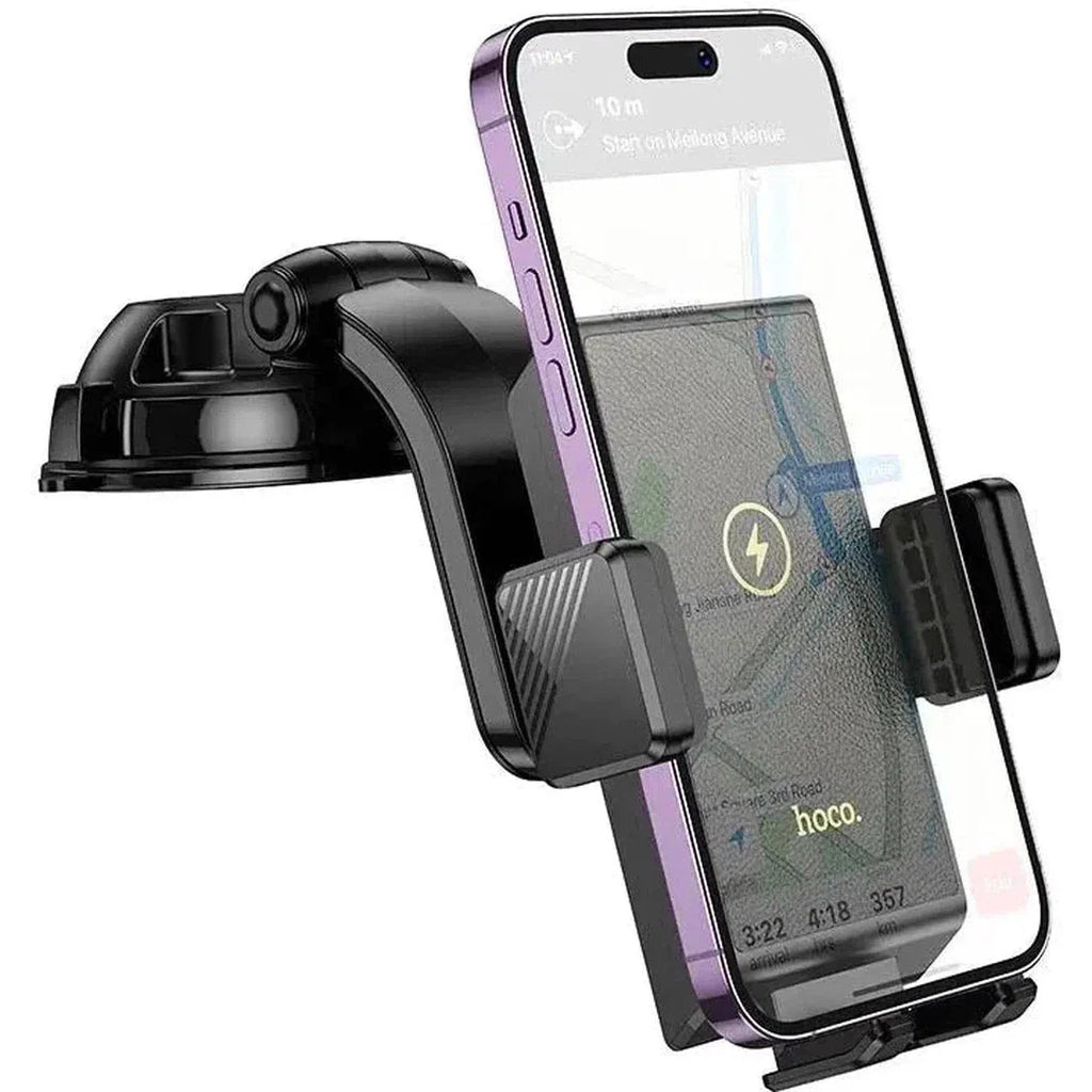 HOCO HW22 Precious wireless fast charging car holder(center console) - Black