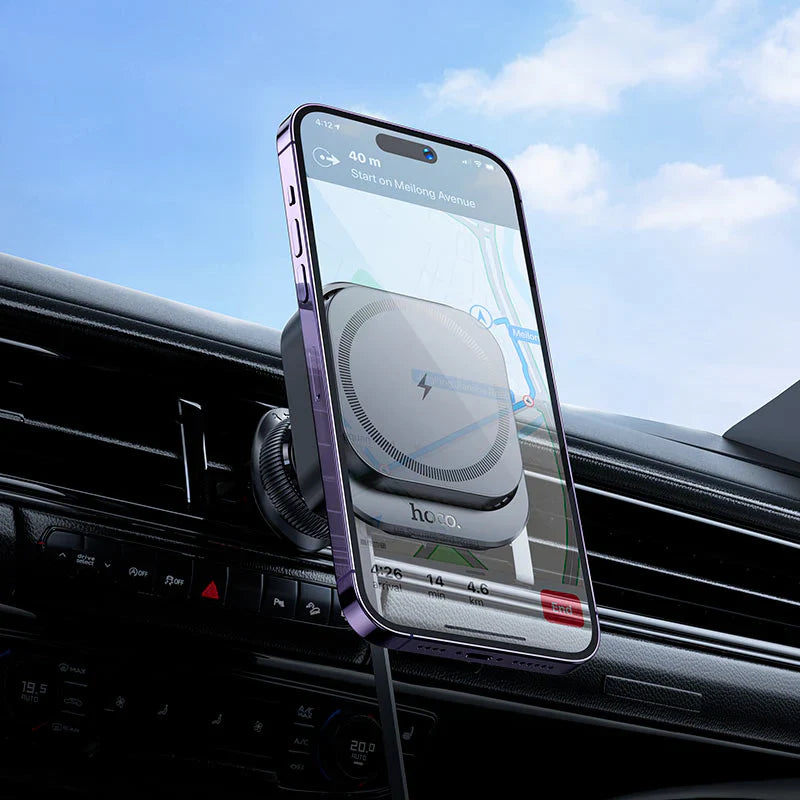 HOCO HW23 Might Wireless Car Charger – Air Vent Mount (15W Fast Charging)