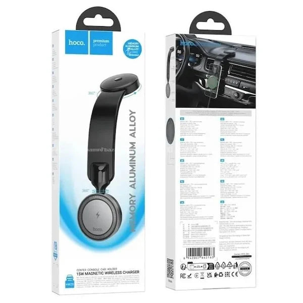 HOCO HW29 Totem Ring Magnetic Wireless Car Charger – Fast Charging Console Mount