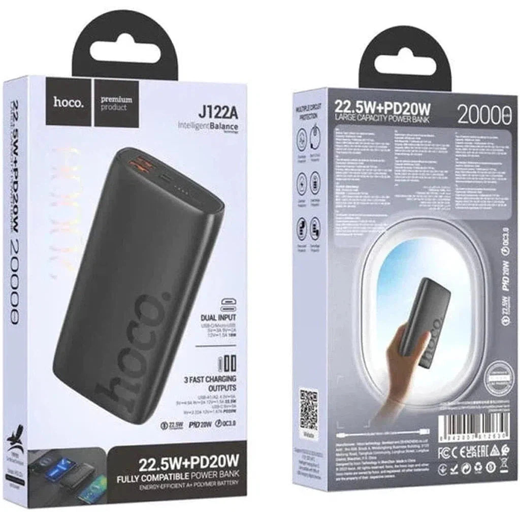 HOCO J122A Respect 22.5W+PD20W fully compatible power bank(20000mAh) - Black