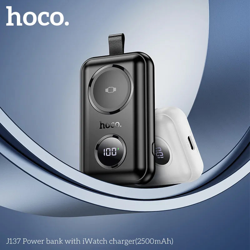HOCO J137 2500mAh Mini Pocket Power bank for Apple Smart Watch Charger – Black