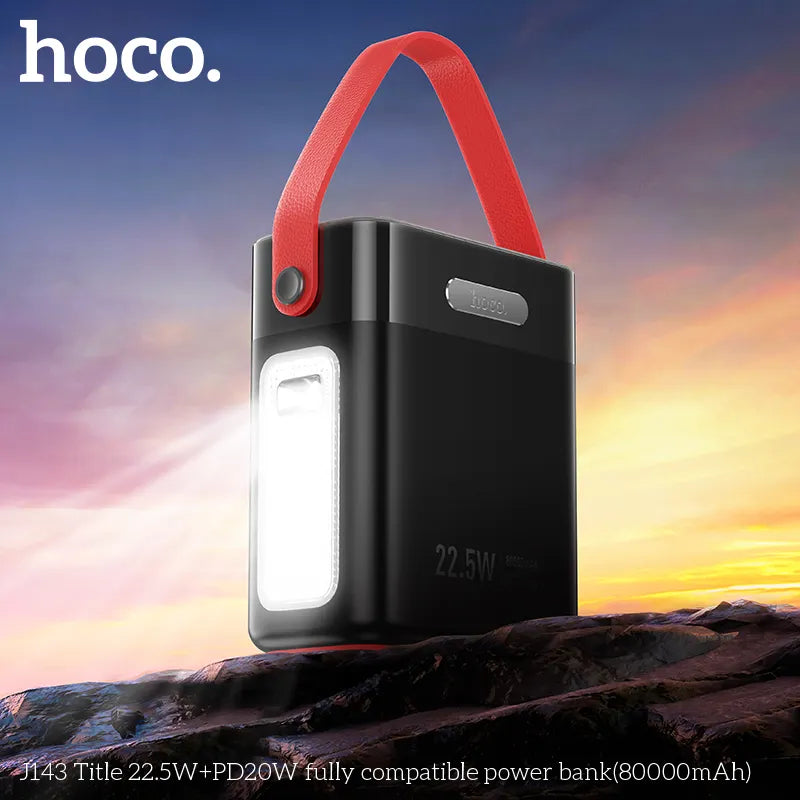 HOCO J143 80000mAh Power Station – 22.5W Fast Charging Power Bank with Desk Lamp & Display