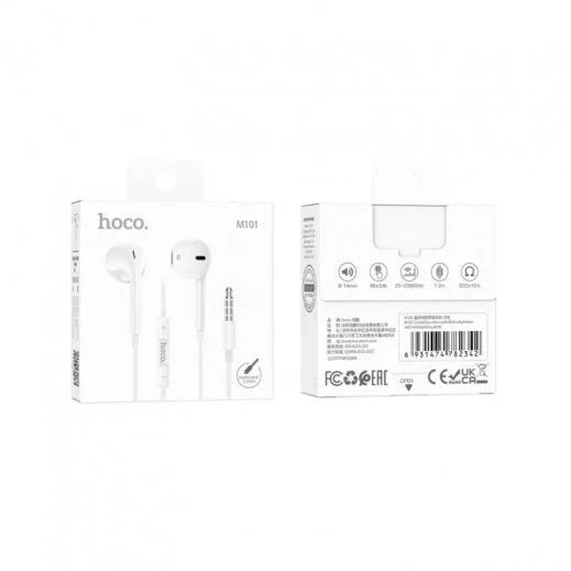 HOCO M101 CRYSTAL JOY WIRED EARPHONES WITH MICROPHONE - WHITE