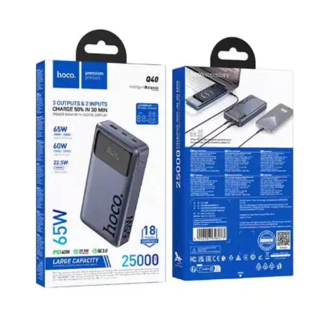 HOCO Q40 Leader PD 65W Power Bank with Digital Display - 25000mAh Capacity