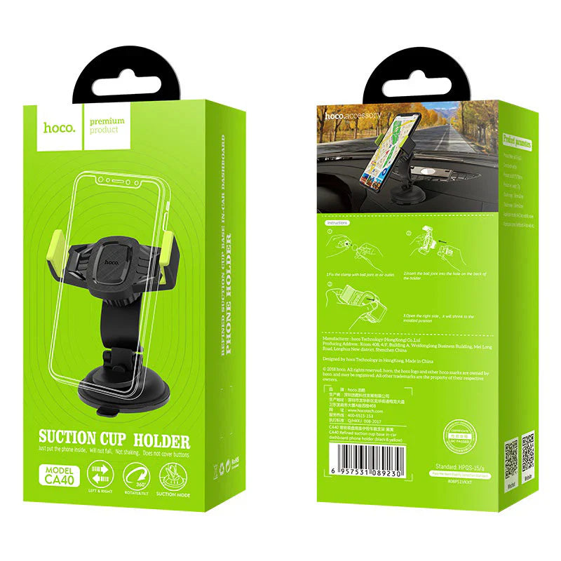 HOCO Refined Car Holder – Suction Cup Dashboard & Windshield Mount