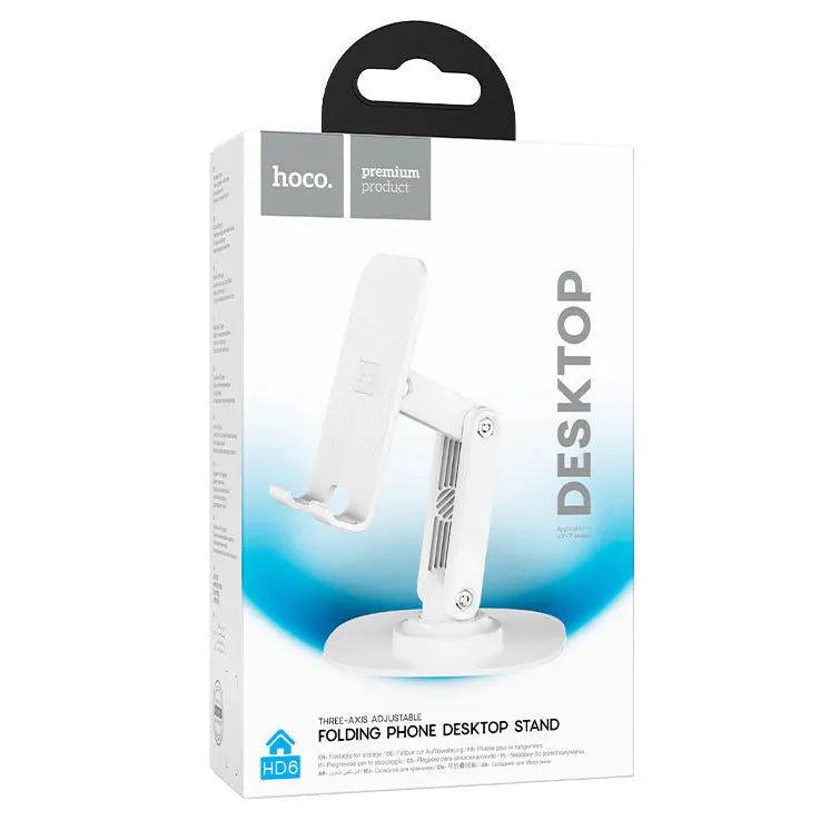 HOCO Winner Tabletop Holder – 360° Rotating Desktop Phone Stand - White