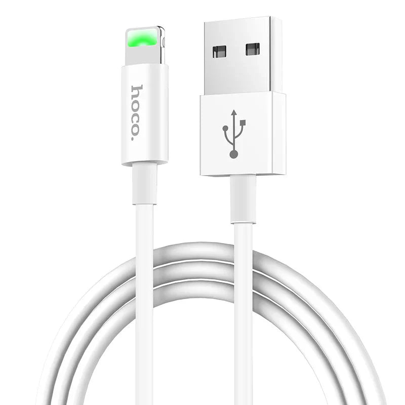 HOCO X43 SATELLITE CHARGING DATA CABLE LIGHTNING 2.4A 1M - WHITE