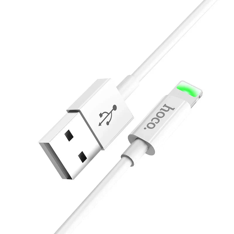 HOCO X43 SATELLITE CHARGING DATA CABLE LIGHTNING 2.4A 1M - WHITE