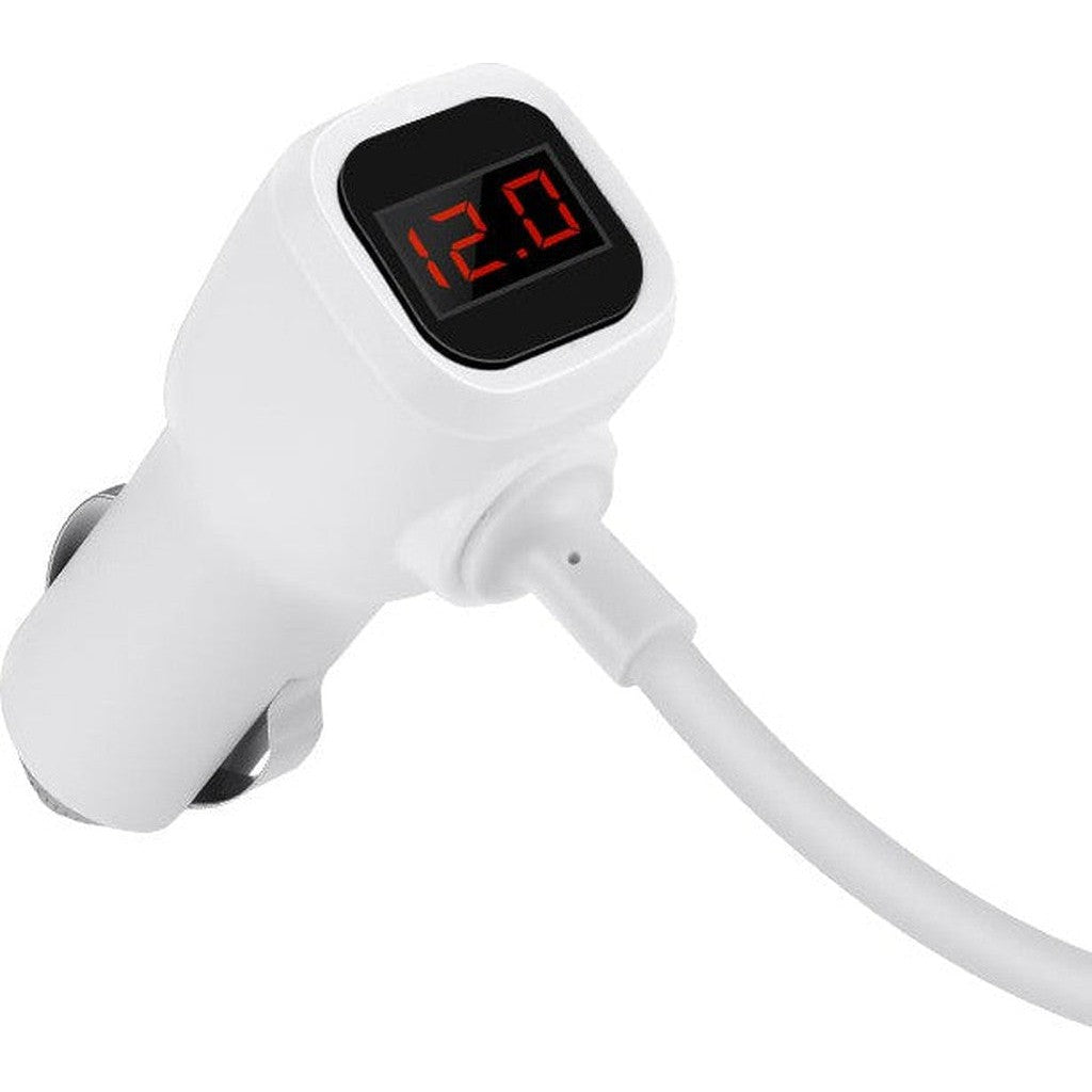 Hoco Z13 LCD one-pull-three car charger - Silver