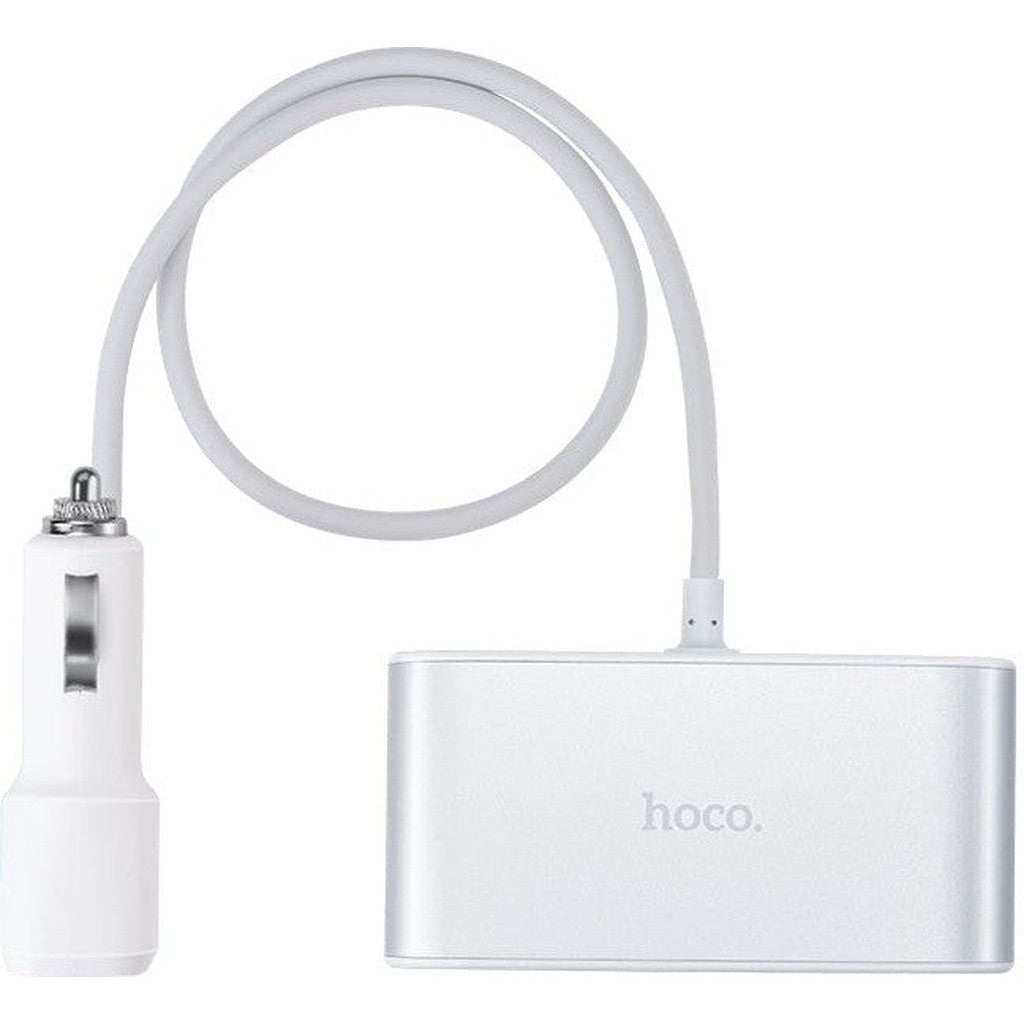 Hoco Z13 LCD one-pull-three car charger - Silver
