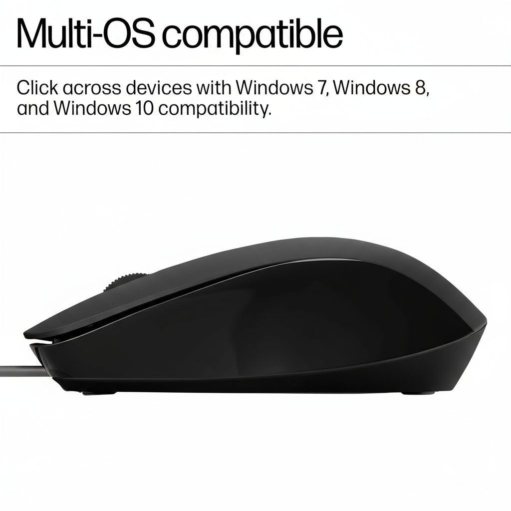 HP 150 Wired Mouse - Up to 1600 DPI / Black