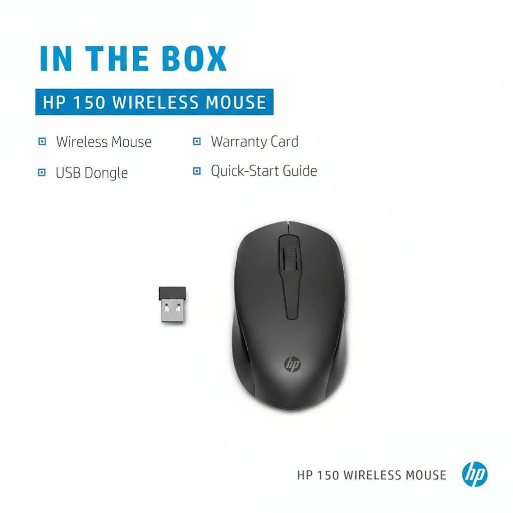HP 150 Wireless Mouse - Up to 1600 DPI / Black