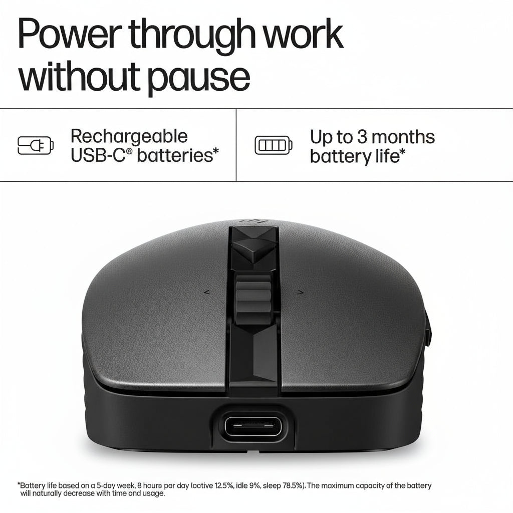 HP 710 Rechargeable Silent Wireless Mouse - Up to 3000 DPI / Graphite
