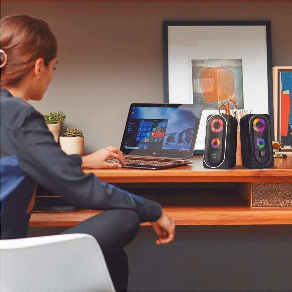 HP DHE-6001 Wired Multimedia Speaker RGB Gaming Mini Stereo Surround Sound Backlight