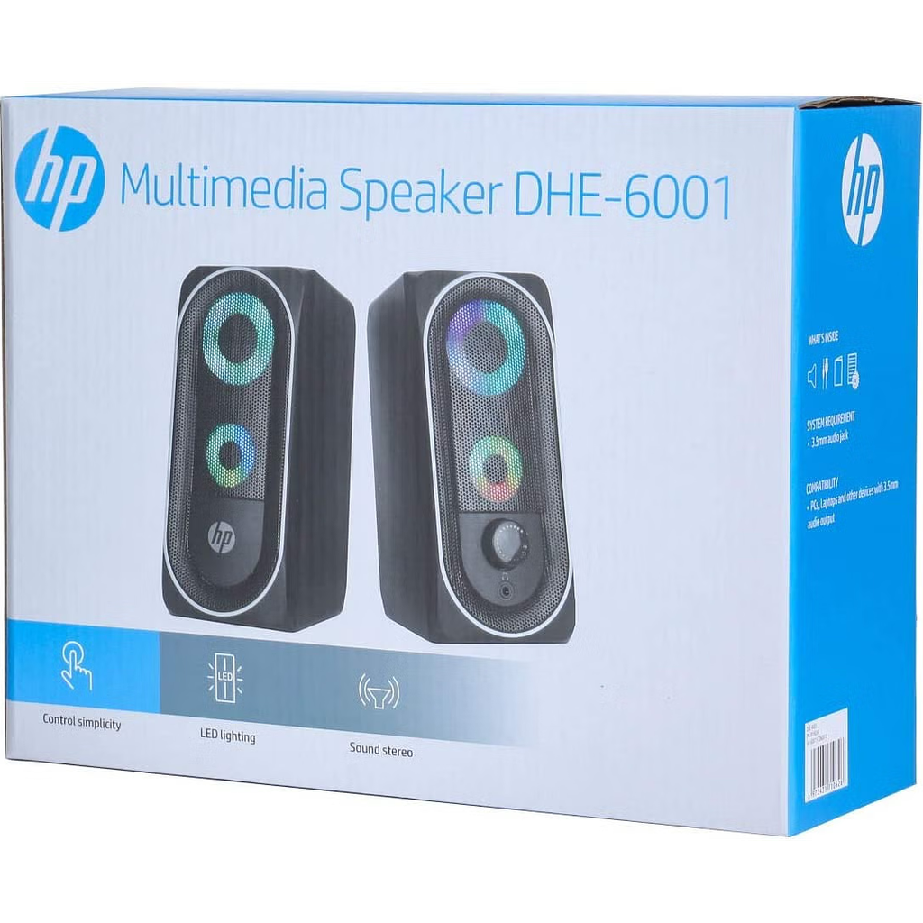 HP DHE-6001 Wired Multimedia Speaker RGB Gaming Mini Stereo Surround Sound Backlight