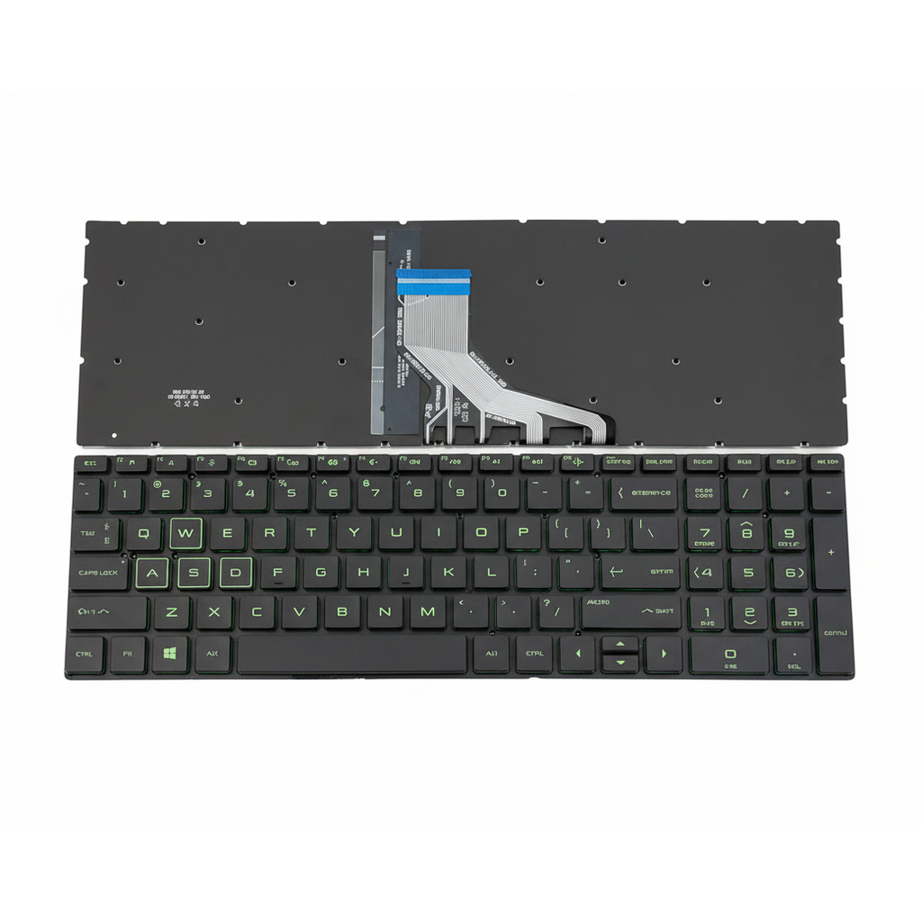 HP Laptop Keyboard Black with Green Backlit, US English & Arabic Layout