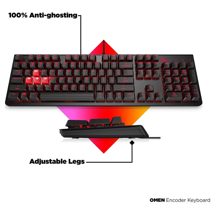 HP Omen Encoder Wired Mechanical Gaming Keyboard with Cherry MX Brown Switch (Arabic) - Black