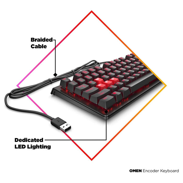 HP Omen Encoder Wired Mechanical Gaming Keyboard with Cherry MX Brown Switch (Arabic) - Black