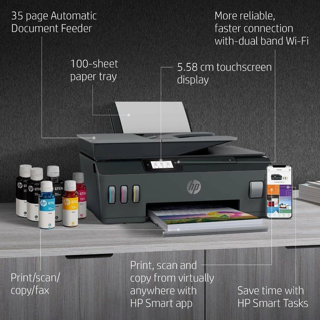 HP Smart Tank 615 Wireless AIO - 11ppm / 4800dpi / A4 / USB / Wi-Fi / FAX / Bluetooth / Color Inkjet - Printer