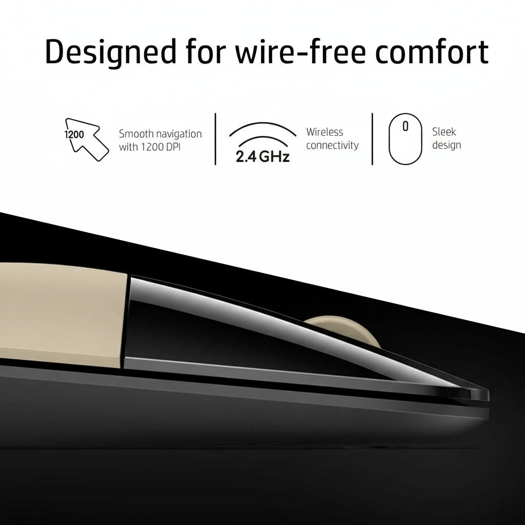 HP Z3700 Wireless Mouse - Up to 1200 DPI / Black/Gold