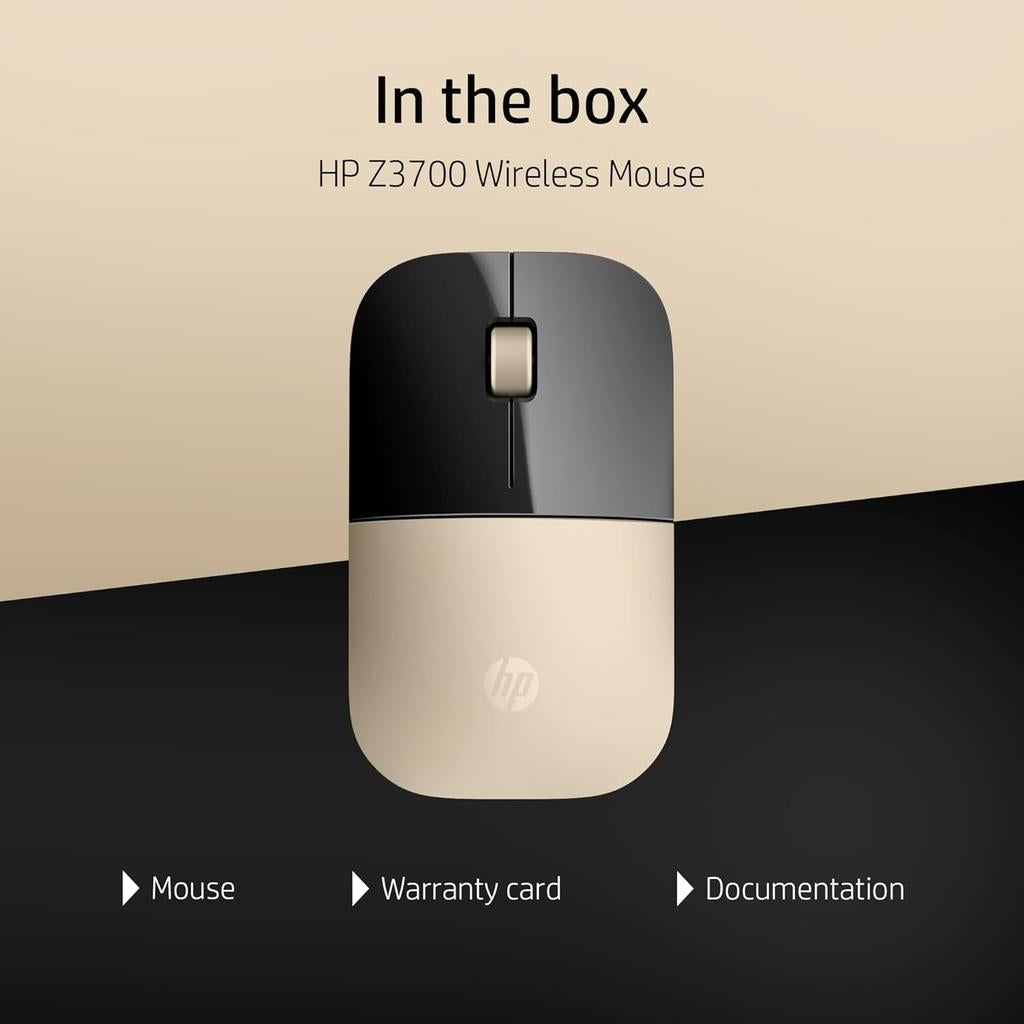 HP Z3700 Wireless Mouse - Up to 1200 DPI / Black/Gold