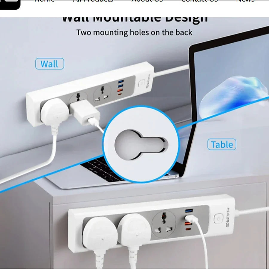 Haing 20W Fast Charger Power Extension with 2m Cable & Safety Shutters UK Sockets
