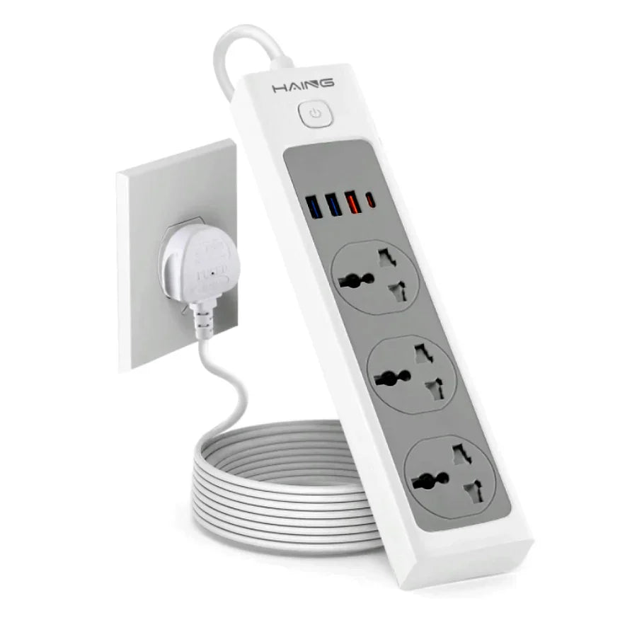 Haing 20W Fast Charger Power Extension with 2m Cable & Safety Shutters UK Sockets