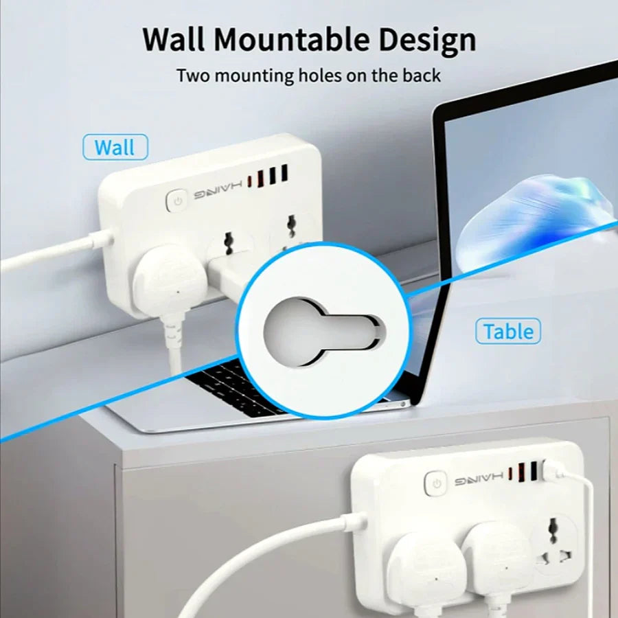 Haing 20W Fast Charger Power Extension with 2m Cable UK Sockets