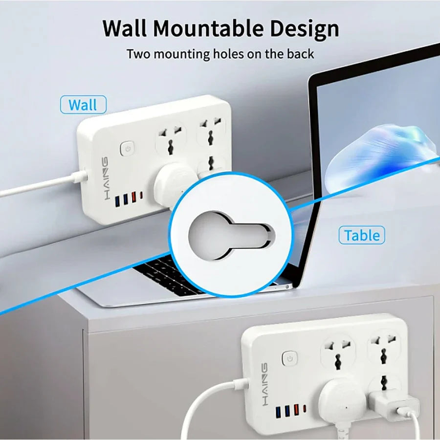 Haing 20W Fast Charger Power Extension with 2m Cable UK Sockets