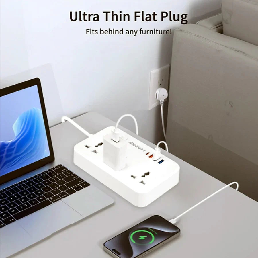 Haing 20W Fast Charger Power Extension with 2m Cable UK Sockets