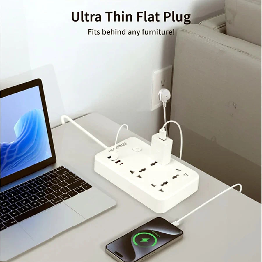 Haing 20W Fast Charger Power Extension with 2m Cable UK Sockets